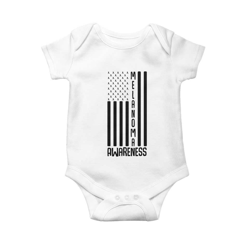 Melanoma Awareness USA Flag Baby Onesie Patriotic Cancer Warrior