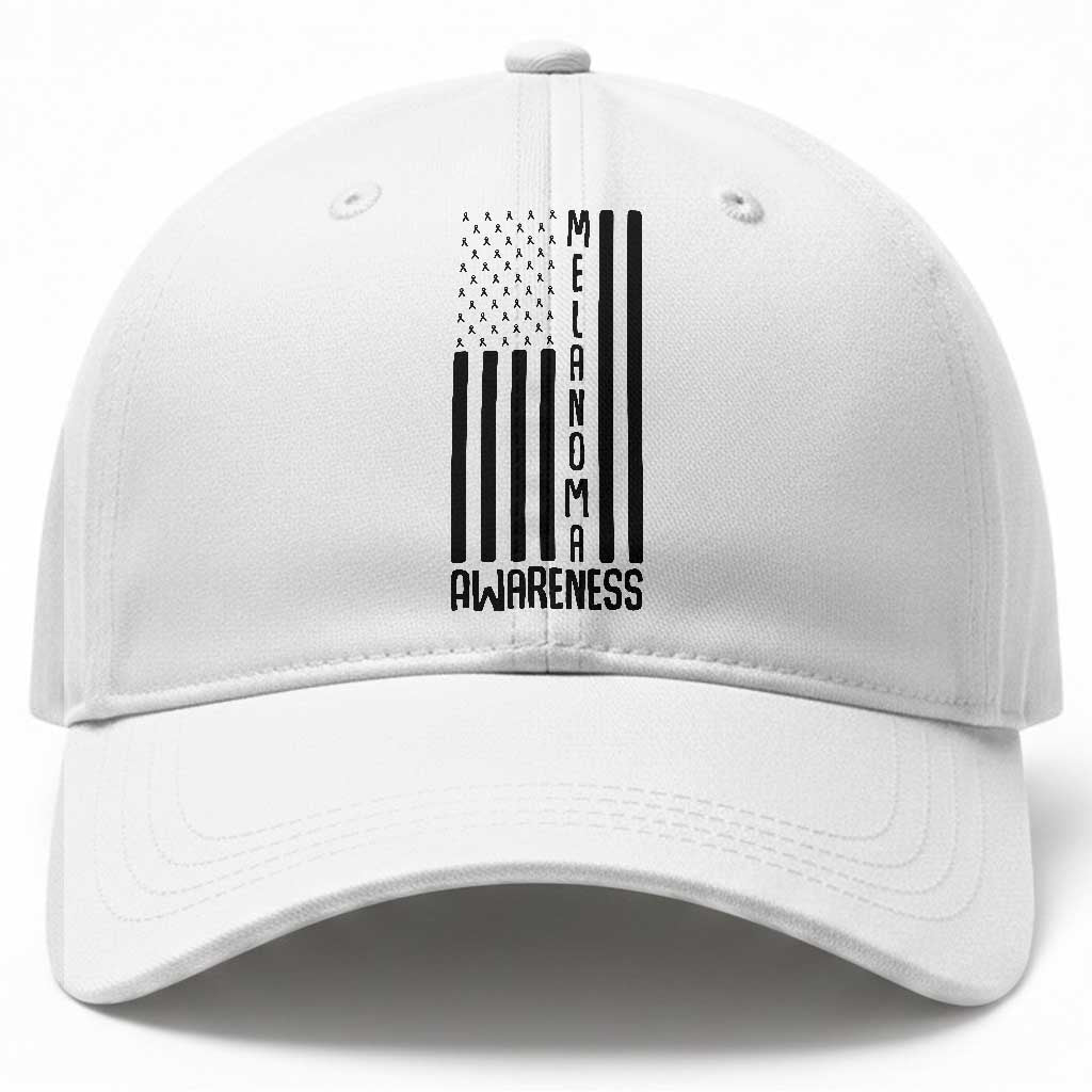 Melanoma Awareness USA Flag Baseball Cap Patriotic Cancer Warrior