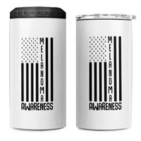 Melanoma Awareness USA Flag 4 in 1 Can Cooler Tumbler Patriotic Cancer Warrior
