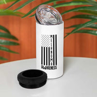 Melanoma Awareness USA Flag 4 in 1 Can Cooler Tumbler Patriotic Cancer Warrior