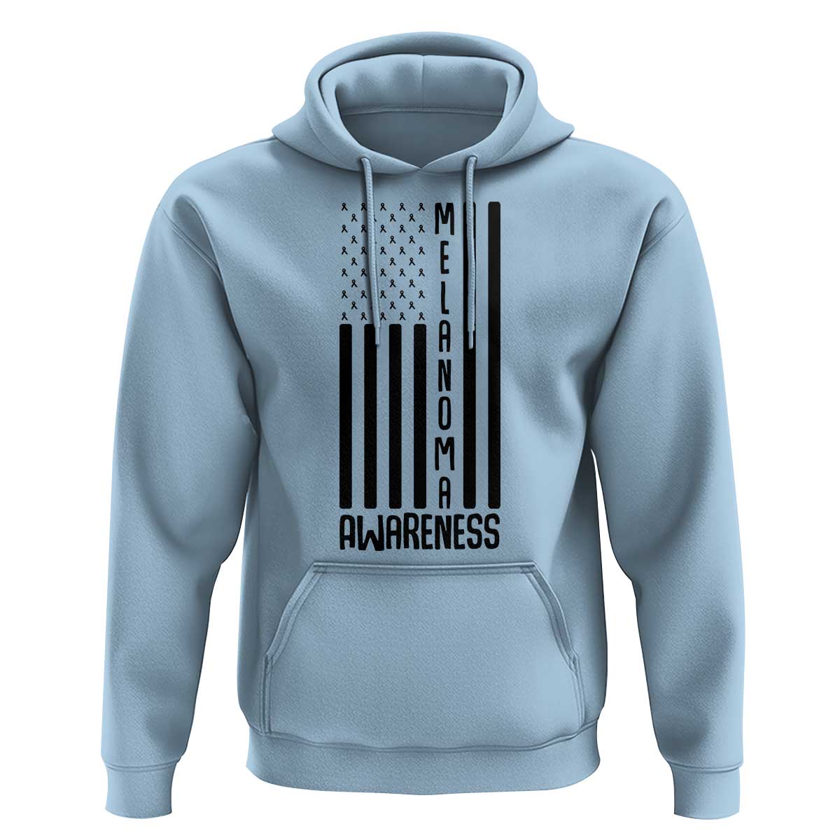 Melanoma Awareness USA Flag Hoodie Patriotic Cancer Warrior