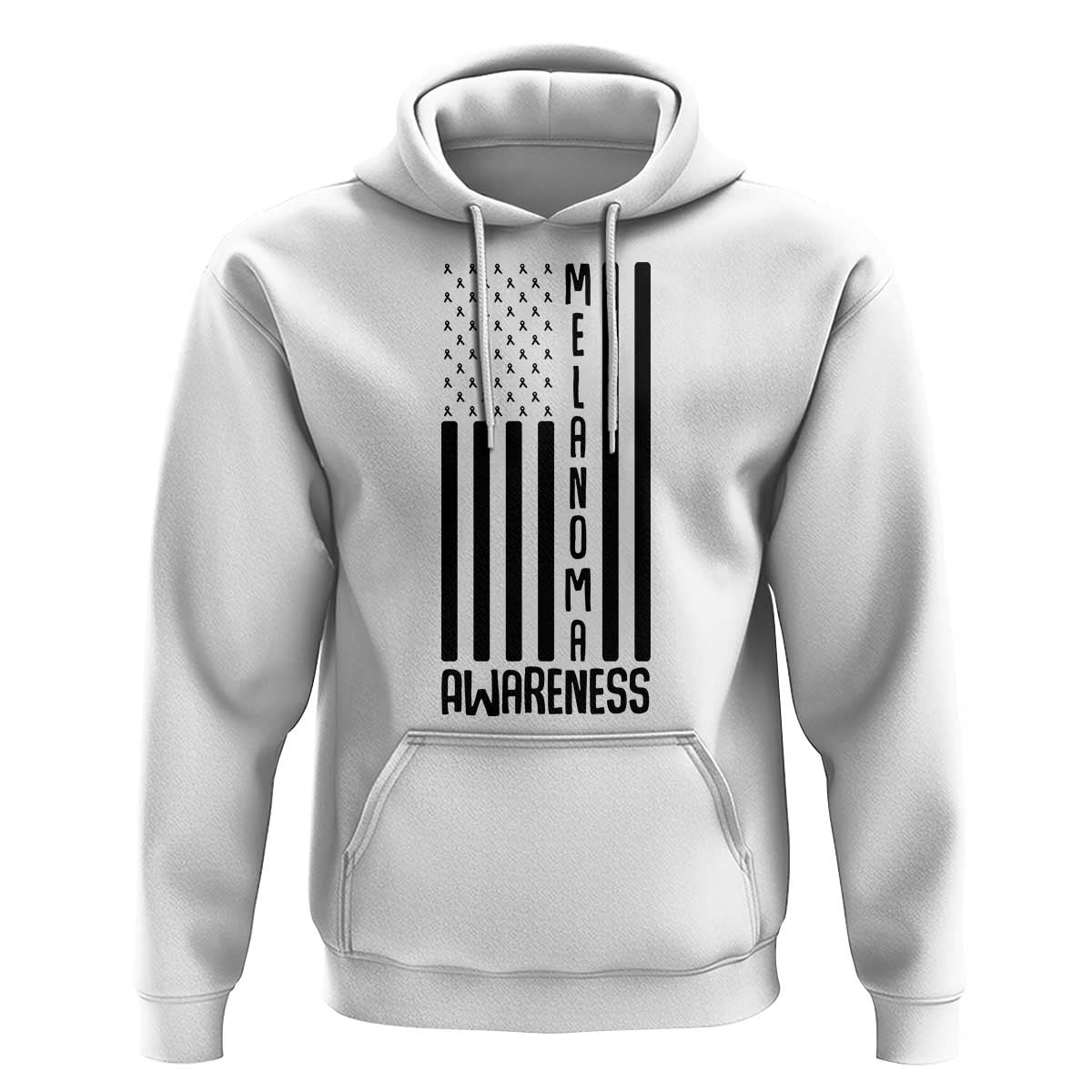 Melanoma Awareness USA Flag Hoodie Patriotic Cancer Warrior
