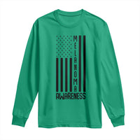 Melanoma Awareness USA Flag Long Sleeve Shirt Patriotic Cancer Warrior
