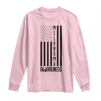 Melanoma Awareness USA Flag Long Sleeve Shirt Patriotic Cancer Warrior