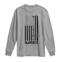 Melanoma Awareness USA Flag Long Sleeve Shirt Patriotic Cancer Warrior