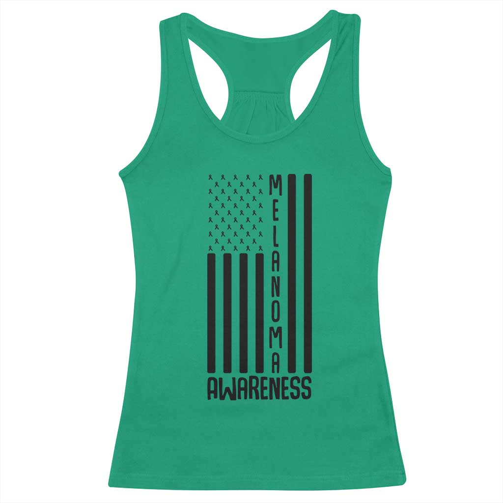 Melanoma Awareness USA Flag Racerback Tank Top Patriotic Cancer Warrior
