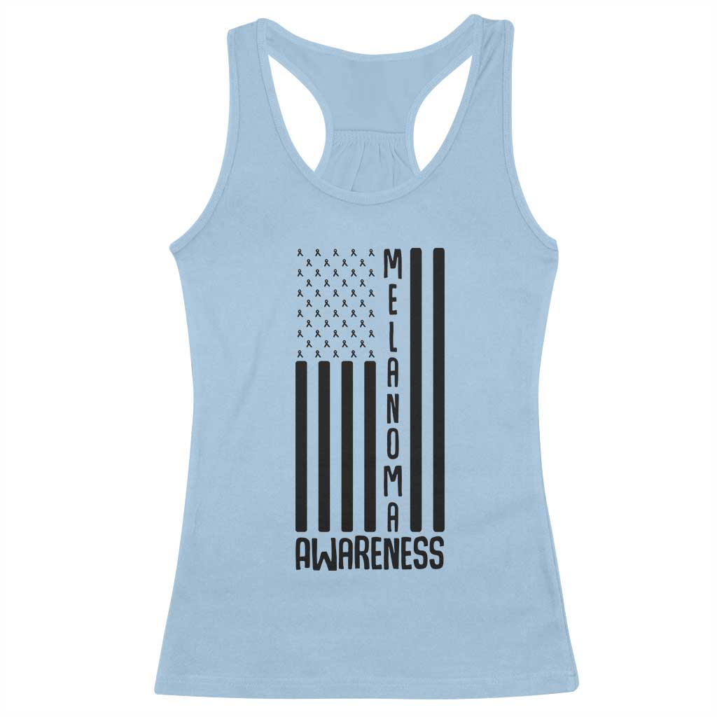 Melanoma Awareness USA Flag Racerback Tank Top Patriotic Cancer Warrior