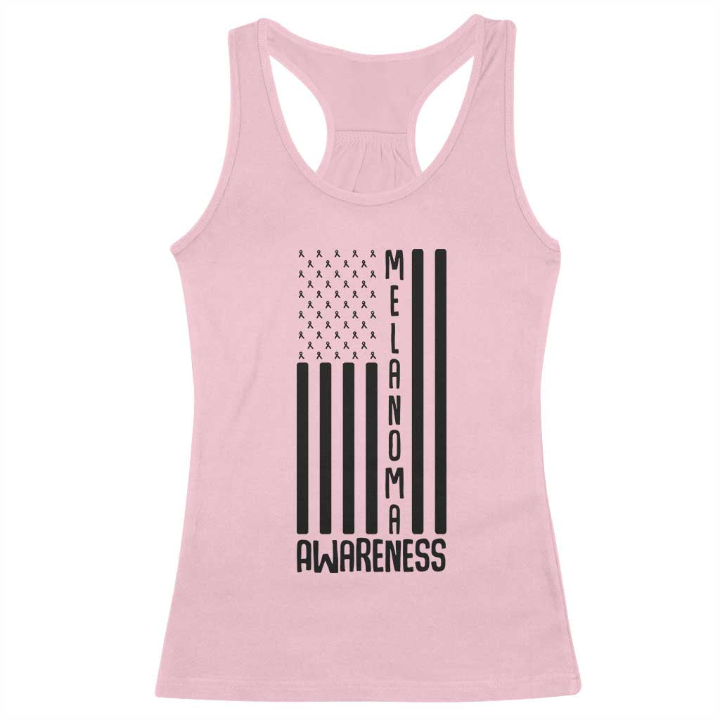 Melanoma Awareness USA Flag Racerback Tank Top Patriotic Cancer Warrior