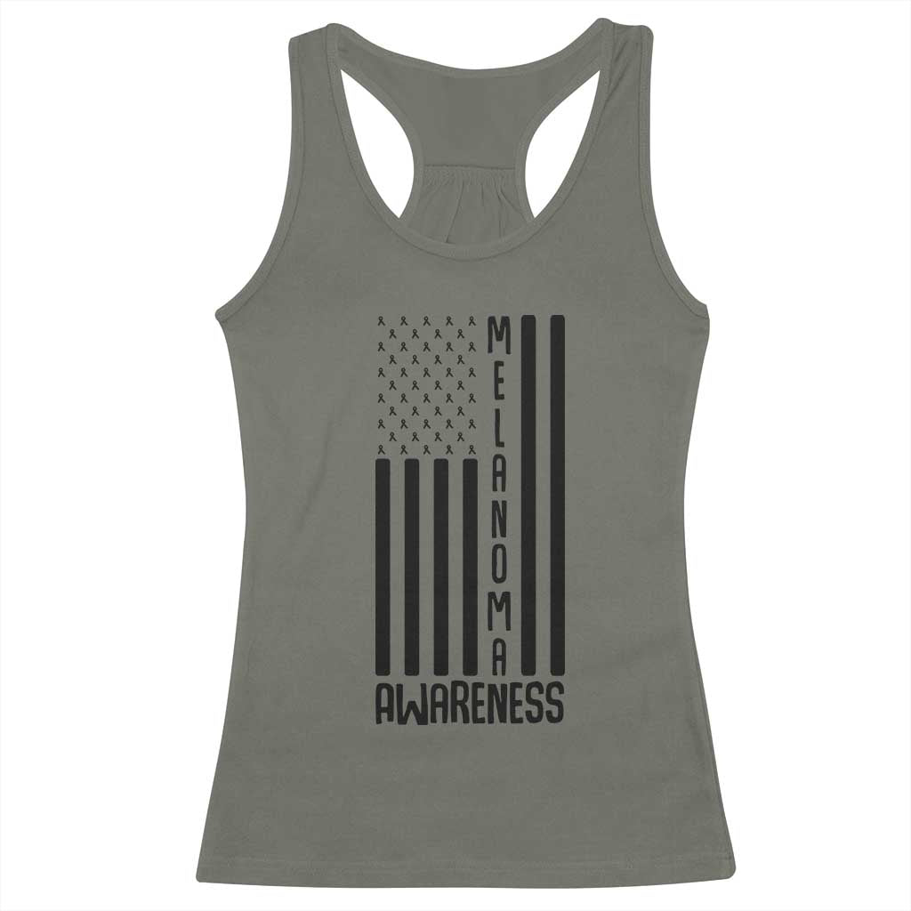 Melanoma Awareness USA Flag Racerback Tank Top Patriotic Cancer Warrior