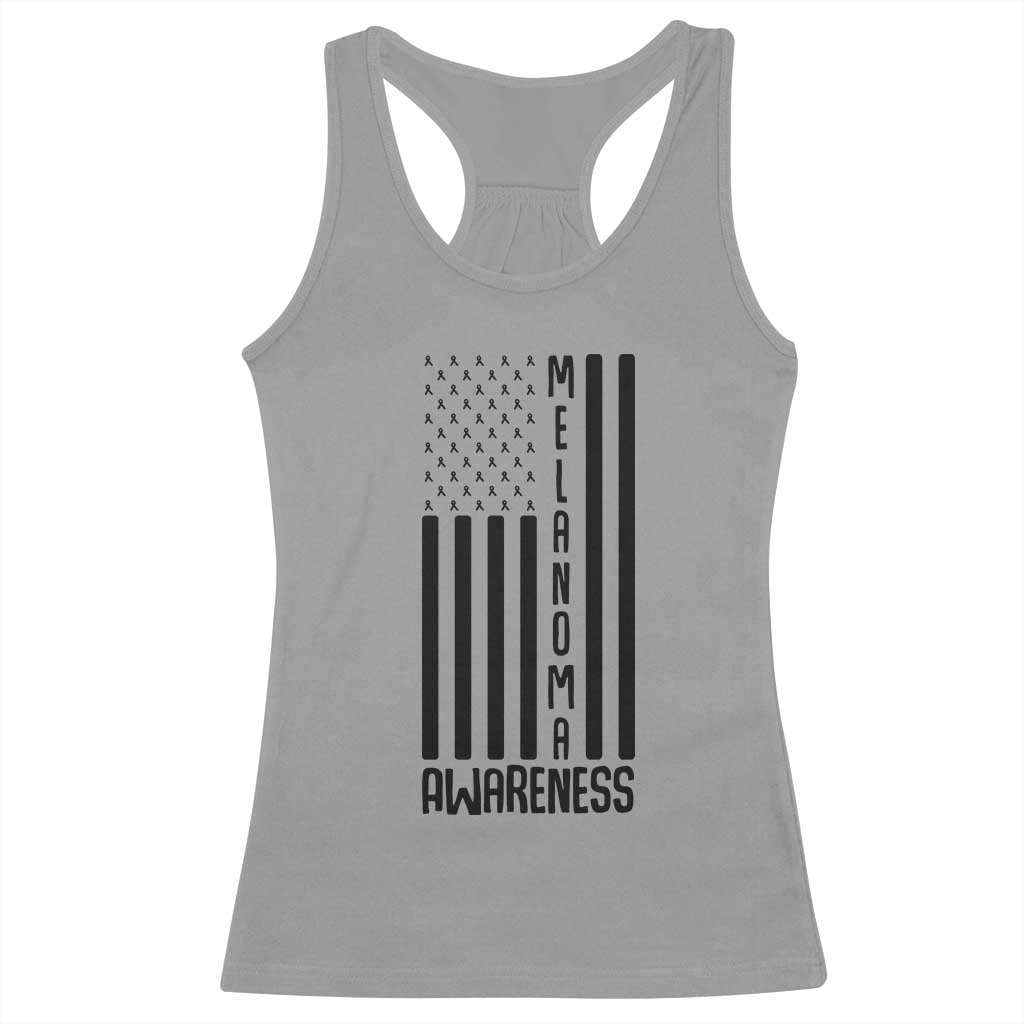 Melanoma Awareness USA Flag Racerback Tank Top Patriotic Cancer Warrior