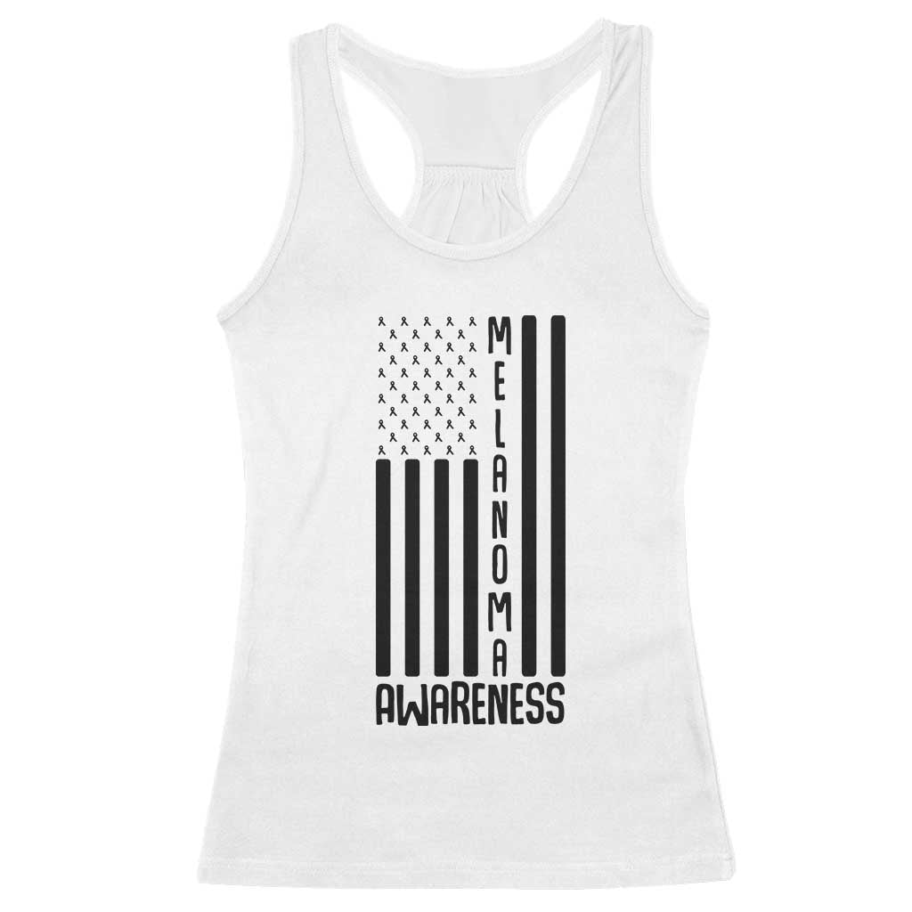Melanoma Awareness USA Flag Racerback Tank Top Patriotic Cancer Warrior