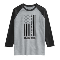 Melanoma Awareness USA Flag Raglan Shirt Patriotic Cancer Warrior