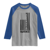 Melanoma Awareness USA Flag Raglan Shirt Patriotic Cancer Warrior