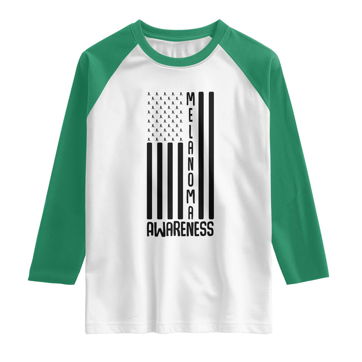 Melanoma Awareness USA Flag Raglan Shirt Patriotic Cancer Warrior