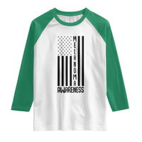 Melanoma Awareness USA Flag Raglan Shirt Patriotic Cancer Warrior