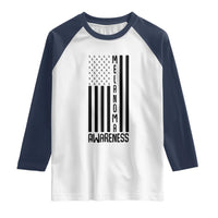 Melanoma Awareness USA Flag Raglan Shirt Patriotic Cancer Warrior