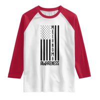 Melanoma Awareness USA Flag Raglan Shirt Patriotic Cancer Warrior