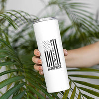 Melanoma Awareness USA Flag Skinny Tumbler Patriotic Cancer Warrior