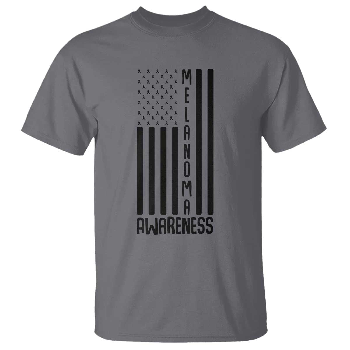 Melanoma Awareness USA Flag T Shirt Patriotic Cancer Warrior