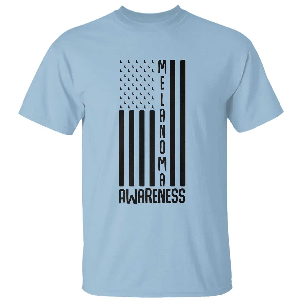 Melanoma Awareness USA Flag T Shirt Patriotic Cancer Warrior