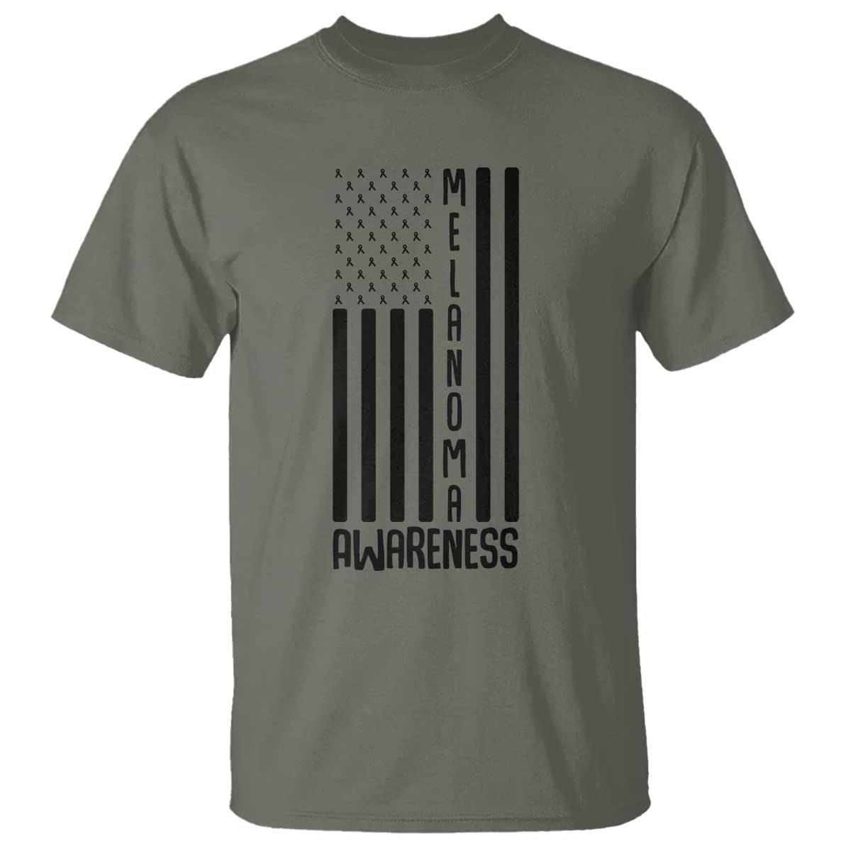 Melanoma Awareness USA Flag T Shirt Patriotic Cancer Warrior