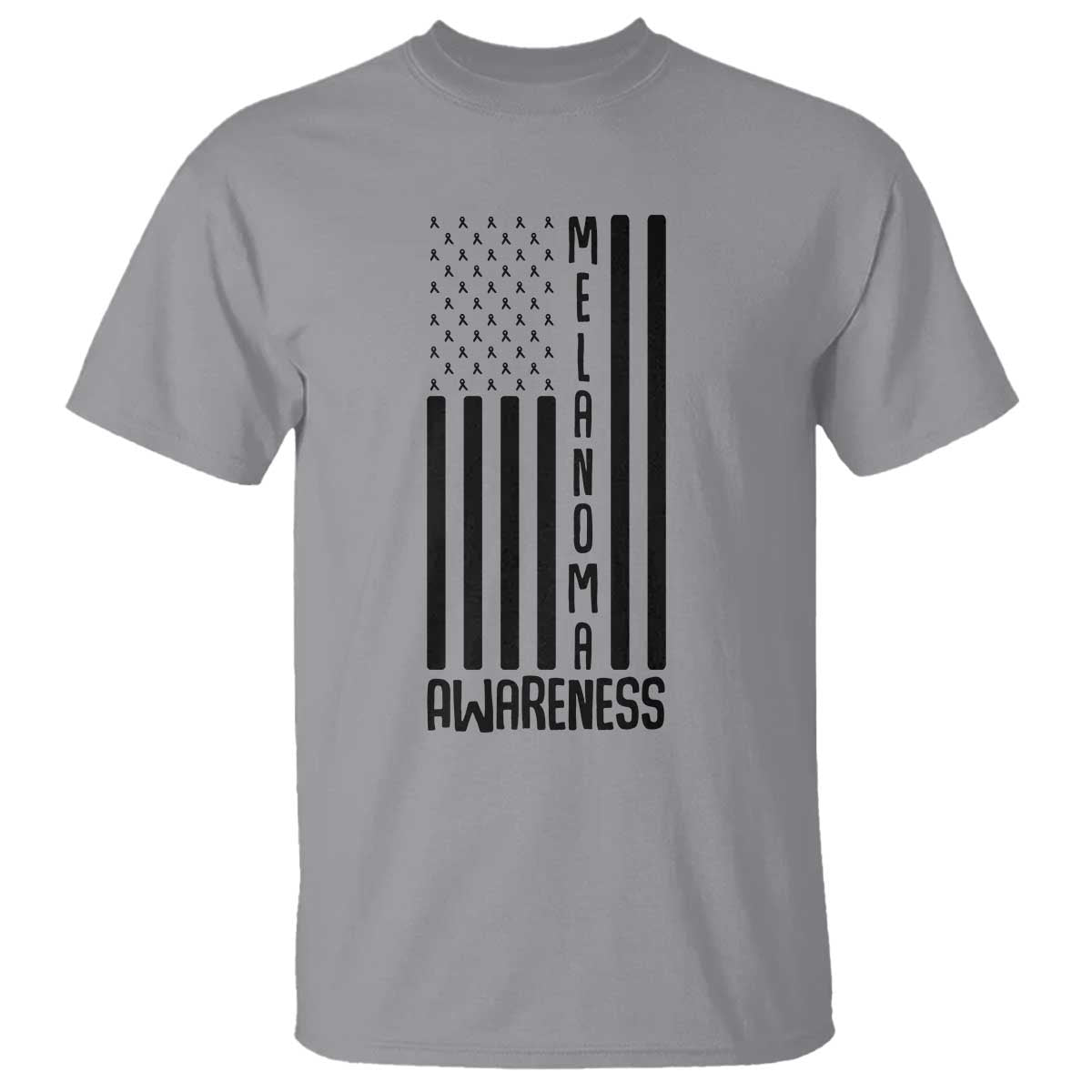 Melanoma Awareness USA Flag T Shirt Patriotic Cancer Warrior