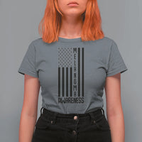 Melanoma Awareness USA Flag T Shirt For Women Patriotic Cancer Warrior