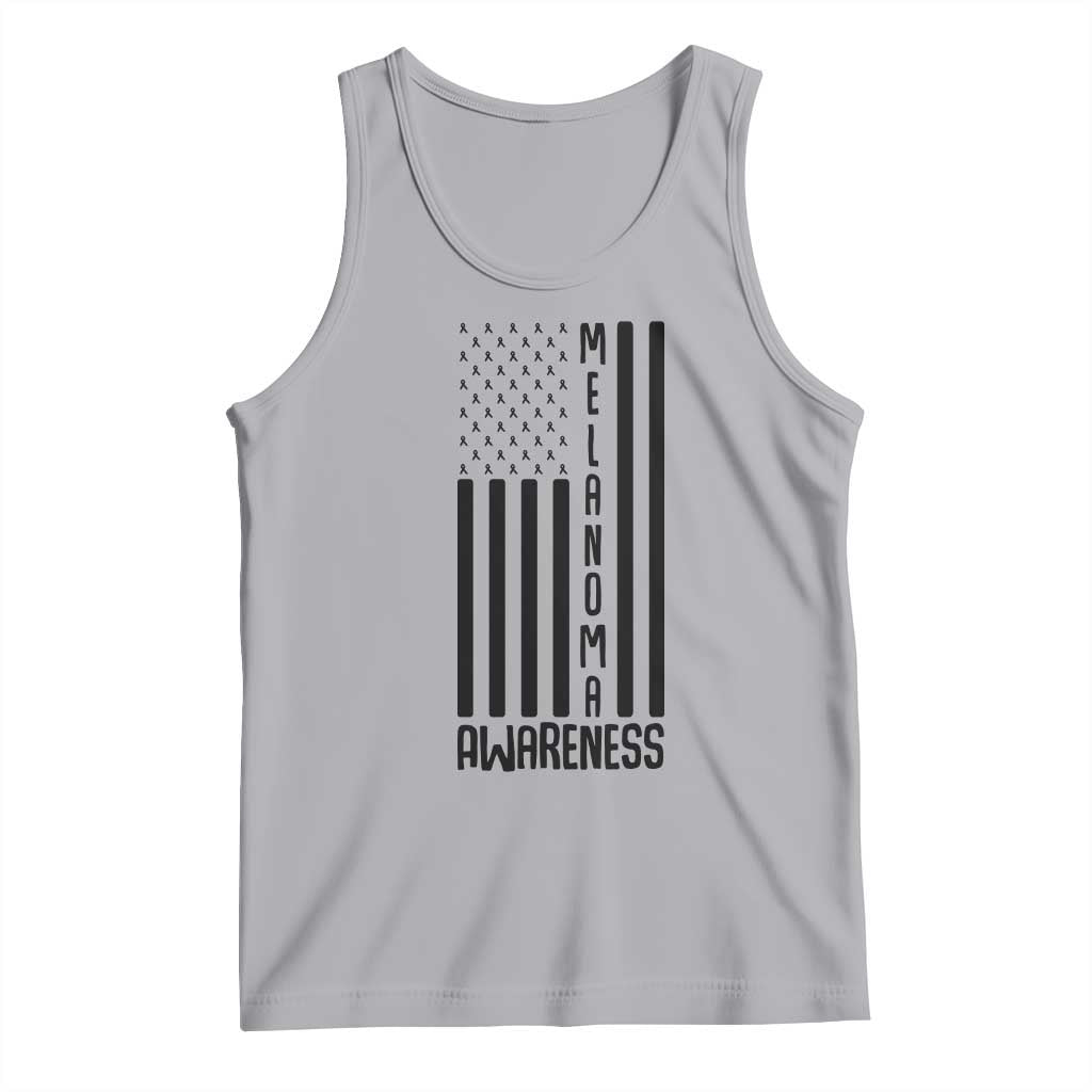 Melanoma Awareness USA Flag Tank Top Patriotic Cancer Warrior