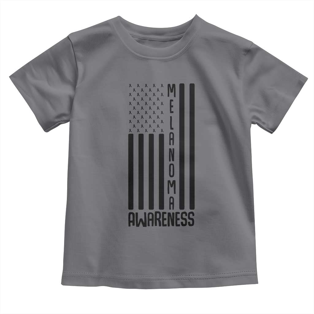 Melanoma Awareness USA Flag Toddler T Shirt Patriotic Cancer Warrior