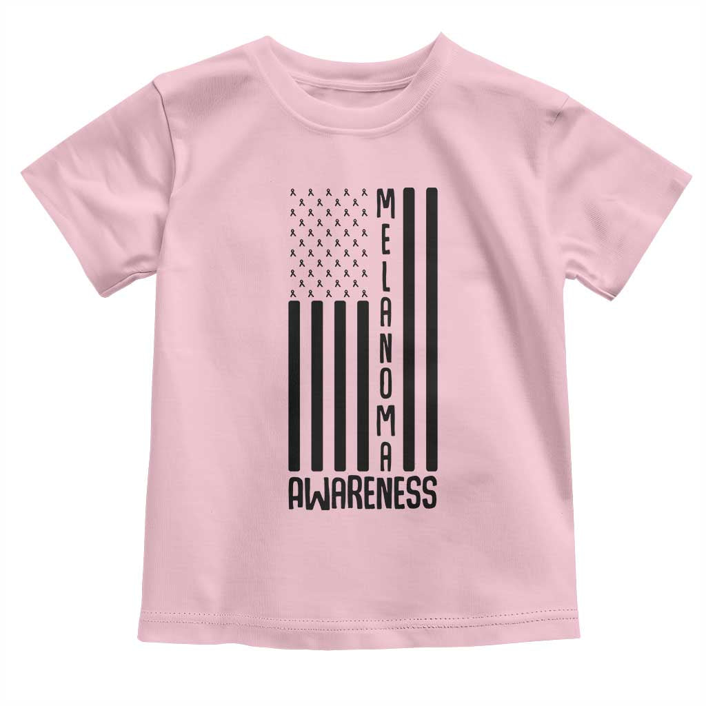 Melanoma Awareness USA Flag Toddler T Shirt Patriotic Cancer Warrior