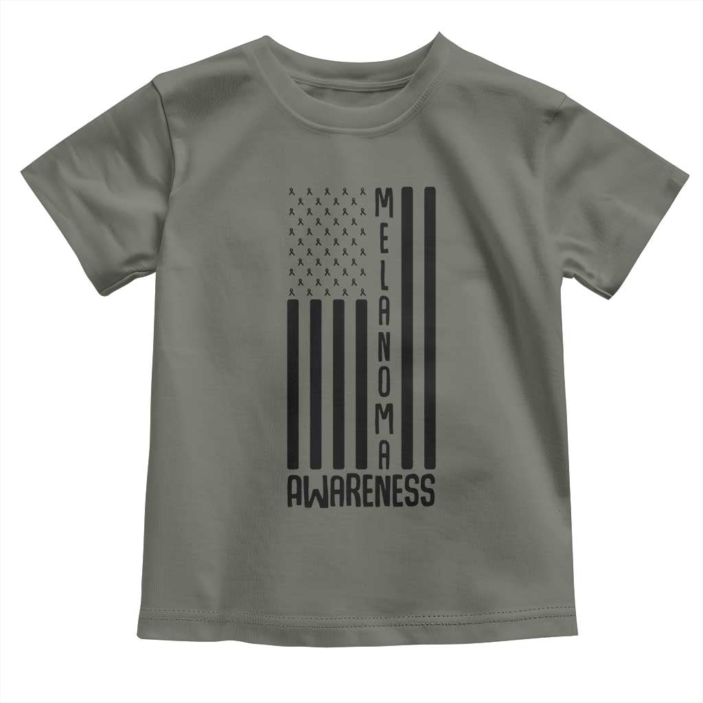 Melanoma Awareness USA Flag Toddler T Shirt Patriotic Cancer Warrior