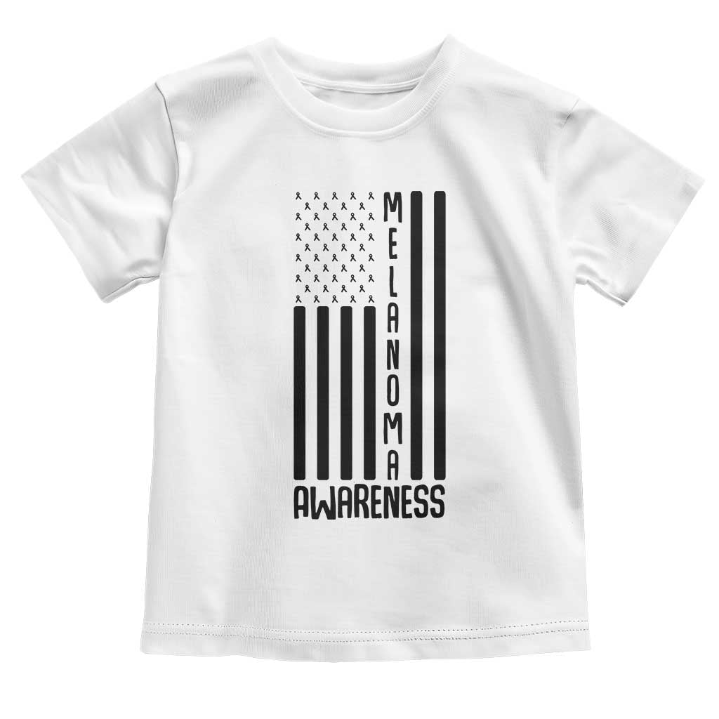Melanoma Awareness USA Flag Toddler T Shirt Patriotic Cancer Warrior