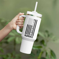 Melanoma Awareness USA Flag Tumbler With Handle Patriotic Cancer Warrior