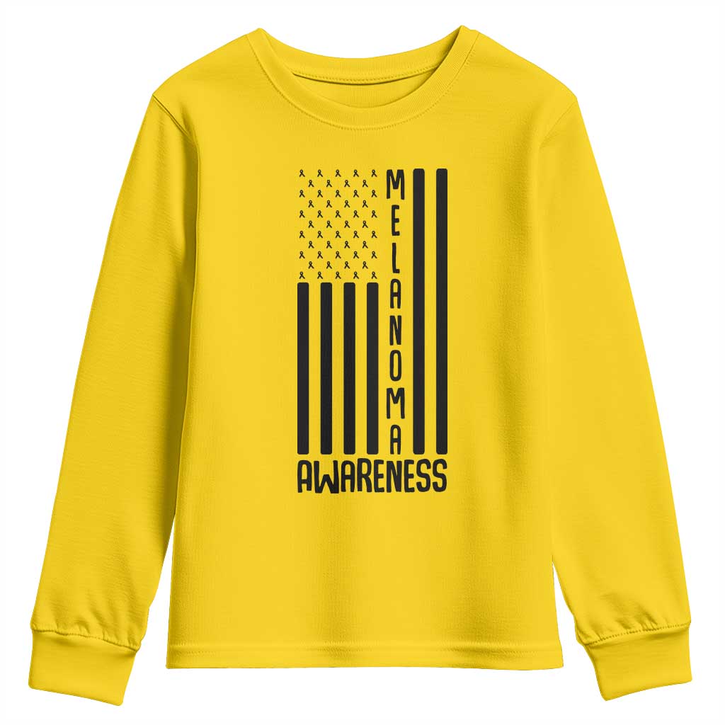Melanoma Awareness USA Flag Youth Sweatshirt Patriotic Cancer Warrior