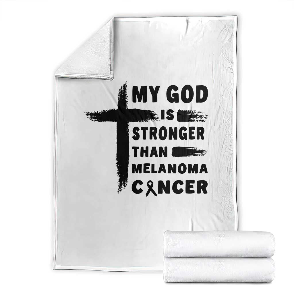 My God Is Stronger Than Melanoma Throw Blanket Christian Cancer Support