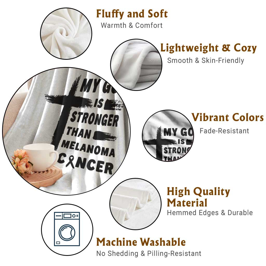 My God Is Stronger Than Melanoma Throw Blanket Christian Cancer Support