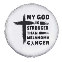 My God Is Stronger Than Melanoma Spare Tire Cover Christian Cancer Support