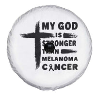My God Is Stronger Than Melanoma Spare Tire Cover Christian Cancer Support