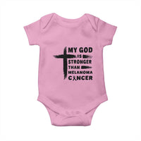 My God Is Stronger Than Melanoma Baby Onesie Christian Cancer Support