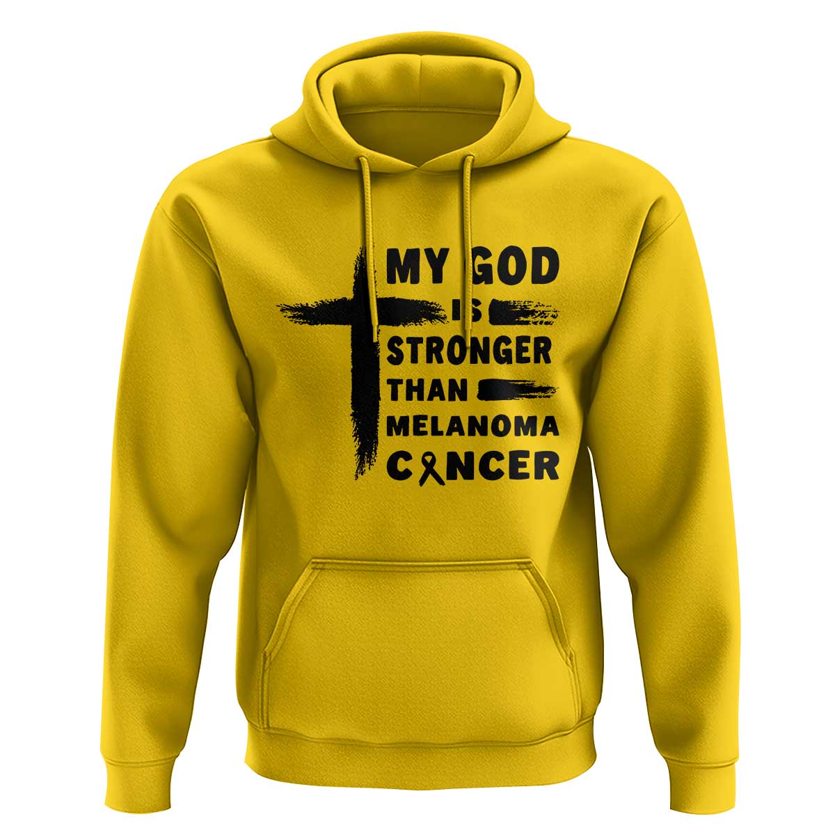 My God Is Stronger Than Melanoma Hoodie Christian Cancer Support