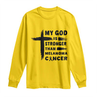 My God Is Stronger Than Melanoma Long Sleeve Shirt Christian Cancer Support