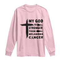 My God Is Stronger Than Melanoma Long Sleeve Shirt Christian Cancer Support