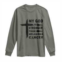 My God Is Stronger Than Melanoma Long Sleeve Shirt Christian Cancer Support