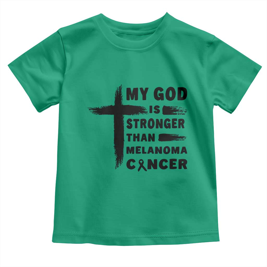 My God Is Stronger Than Melanoma Toddler T Shirt Christian Cancer Support