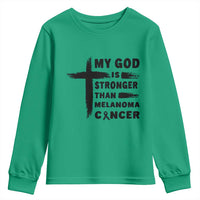 My God Is Stronger Than Melanoma Youth Sweatshirt Christian Cancer Support