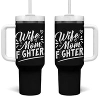 Wife Mom Melanoma Fighter Tumbler With Handle Family Support Strong And Fearless