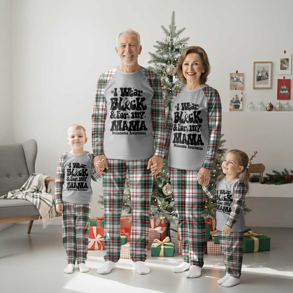 Melanoma Family Support Plaid Pajama Set I Wear Black For My Mama