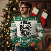 Melanoma Family Support Ugly Christmas Sweater I Wear Black For My Mama