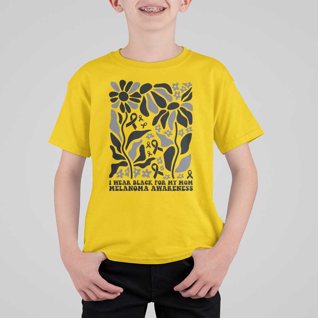 I Wear Black For My Mom T Shirt For Kid Melanoma Support Squad