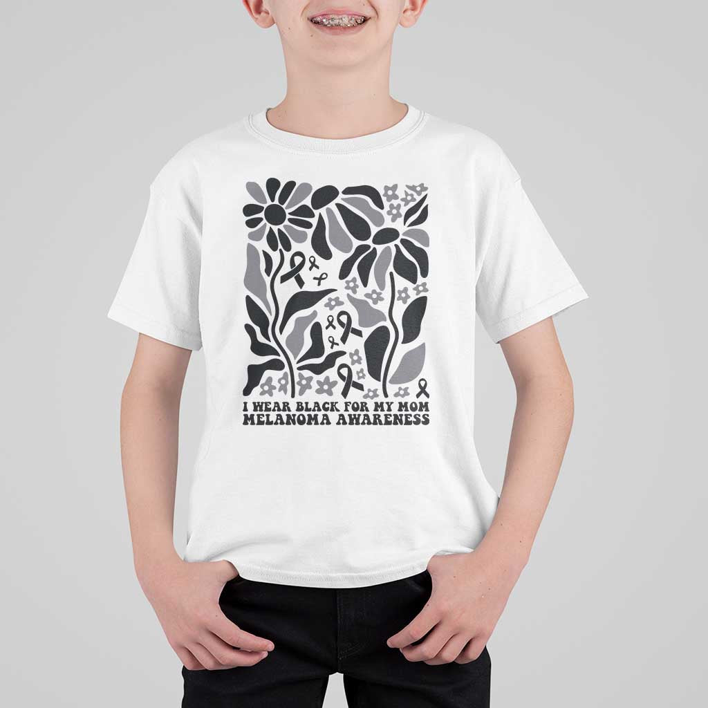 I Wear Black For My Mom T Shirt For Kid Melanoma Support Squad